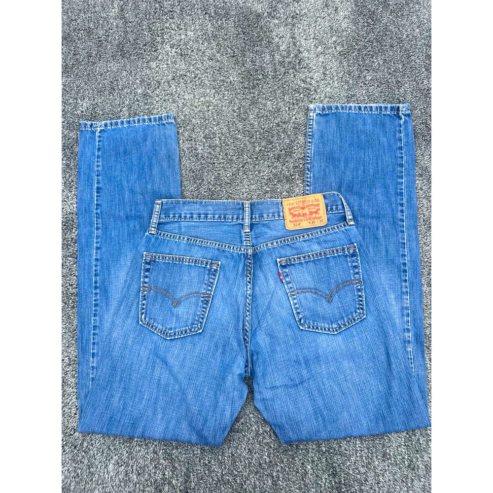 Levi's 514 Jeans Men's 30x32 Blue Denim Straight Fit Faded Medium Wash Red Tab